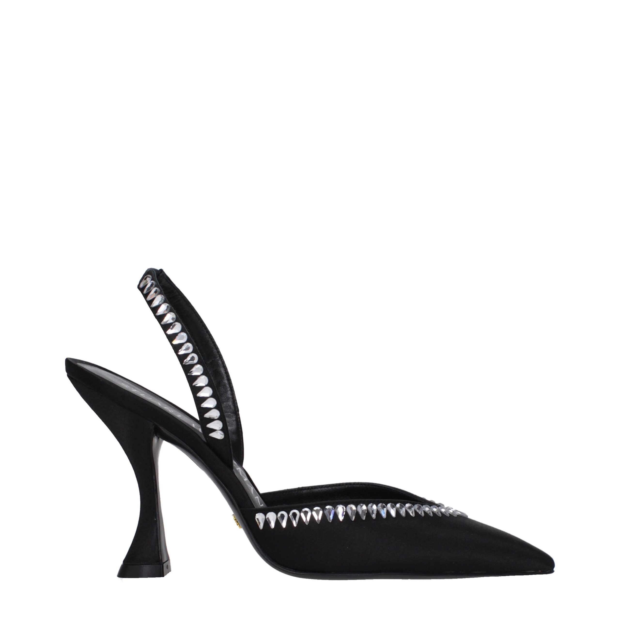Stuart Weitzman Black Satin Sandal